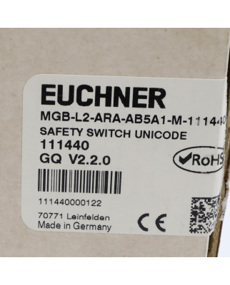 Euchner Zuhaltemodul MGB-L2-ARA-AB5A1-M-111440 111440 OVP