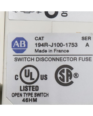 Allen Bradley Trennschalter 194R-J100-1753 Ser.A GEB