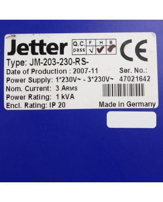 Jetter Servoverstärker JM-203-230-RS GEB