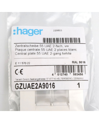 hager Zentralscheibe GZUAE2A9016 (4Stk.) OVP