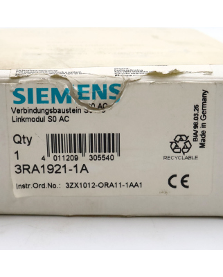 Siemens Verbindungsbaustein 3RA1921-1A (9Stk.) OVP