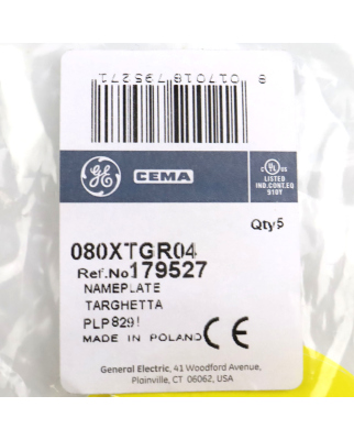 General Electric Not-AUS-Platte 080XTGR04 179527 (5Stk.) OVP