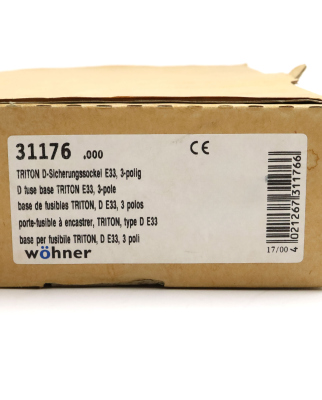 Wöhner D-Sicherungssockel 31176 (2Stk.) OVP