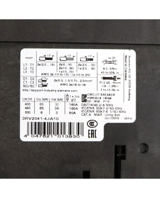 Siemens Leistungsschalter 3RV2041-4JA10 GEB