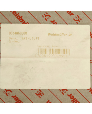 Weidmüller Durchgangs-Reihenklemme AKZ 4L SL VS 0334860000 (34Stk.) OVP