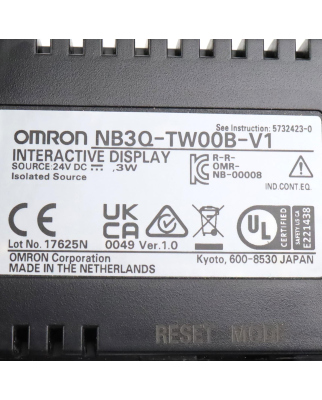 Omron 3.5" Touch-Bedienterminal NB3Q-TW00B-V1 OVP