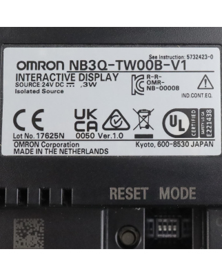 Omron 3.5" Touch-Bedienterminal NB3Q-TW00B-V1 NOV