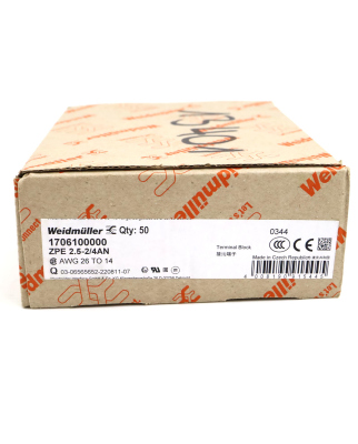 Weidmüller Schutzleiter-Reihenklemme ZPE 2.5-2/4AN 1706100000 (50Stk.) OVP