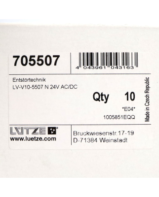 Lütze Stecker LV-V10-5507 N 705507 (10Stk.) OVP