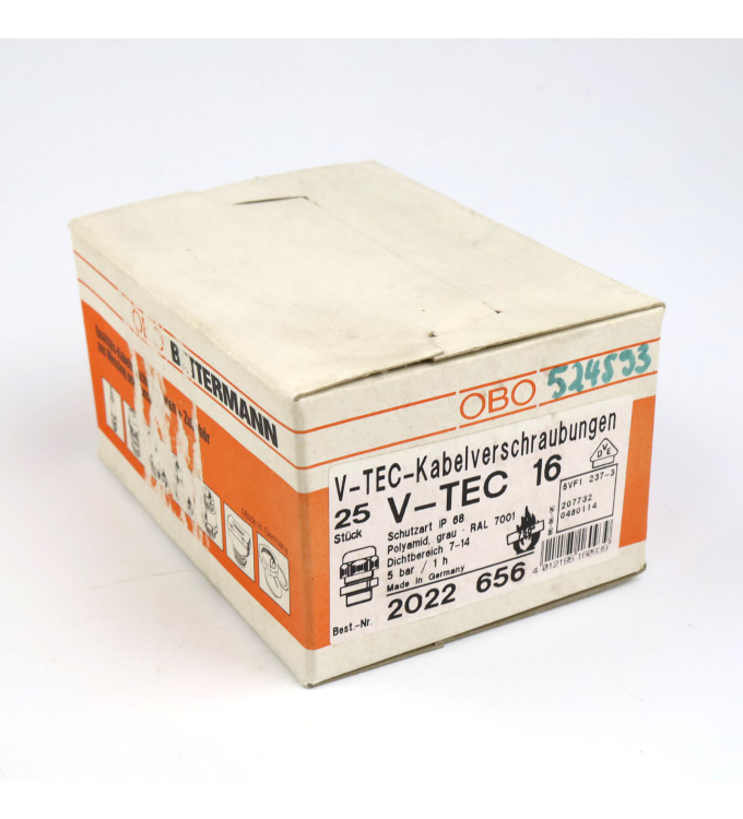 OBO Bettermann Kabelverschraubung V-TEC PG16 SGR 2022656 (25Stk.) OVP