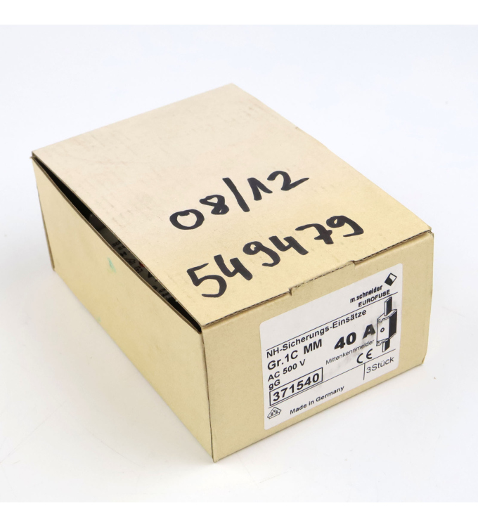 M.Schneider Sicherungseinsatz NH-1 Gr.1C MM 40A 371540 (3Stk.) OVP