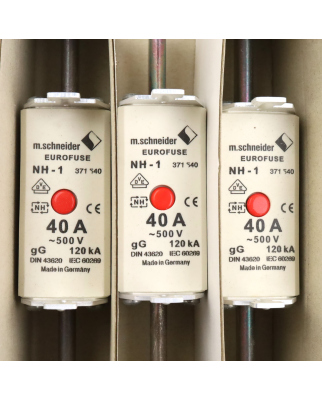 M.Schneider Sicherungseinsatz NH-1 Gr.1C MM 40A 371540 (3Stk.) OVP