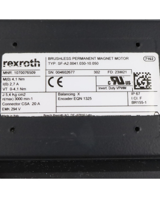 Rexroth Servomotor SF-A2.0041.030-10.050 1070076509 NOV