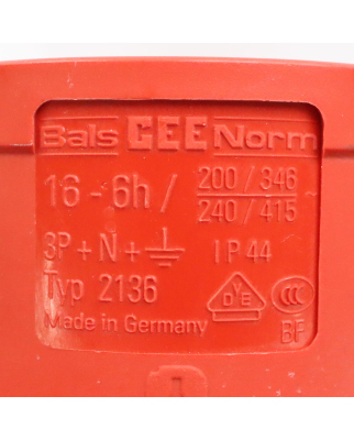 BALS CEE-Stecker Typ 2136 16A-6h NOV
