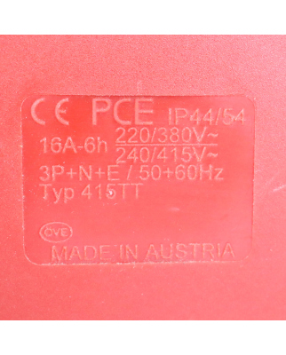 PCE CEE-Anbausteckdose schräg Typ 415TT 16A-6h NOV