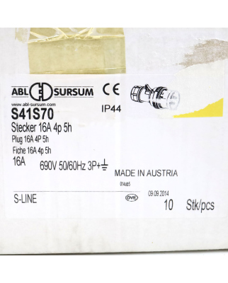ABL Sursum Stecker S41S70 16A 4p 5h (10Stk.) OVP