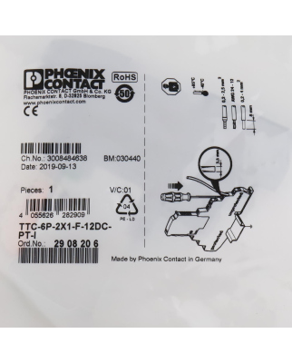 Phoenix Contact Überspannungsschutzgerät TTC-6P-2X1-F-12DC-PT-I 2908206 OVP