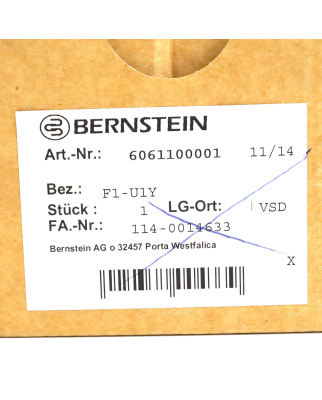BERNSTEIN Fußschalter F1-U1Y 6061100001 OVP
