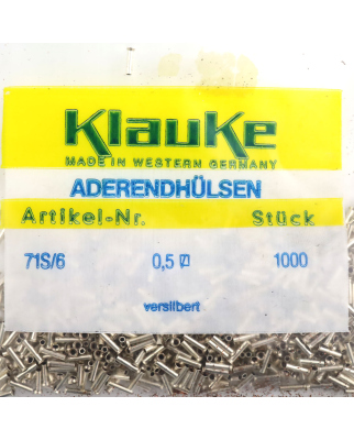 Klauke Aderendhülsen 71S/6 Versilbert (1000Stk.) OVP