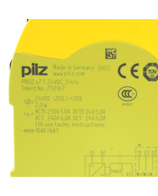 Pilz Sicherheitsrelais PNOZ s7.1 24VDC 3 n/o 750167 GEB