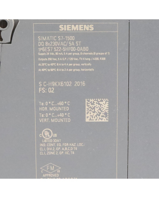 Simatic S7-1500 Digitalausgabemodul 6ES7522-5HF00-0AB0 GEB