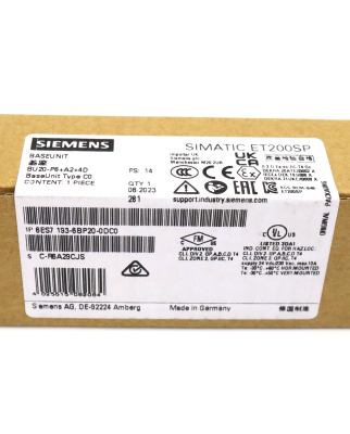 Simatic S7 ET200SP 6ES7 193-6BP20-0DC0 SIE