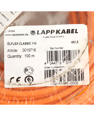 Lappkabel ÖLFLEX CLASSIC 110 Orange 4G1,5 0019718 100m OVP