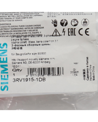 Siemens 3 Phasen Sammelschiene 3RV1915-1DB OVP