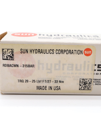 SUN hydraulics Druckbegrenzungsventil RDBACWN-315BAR OVP