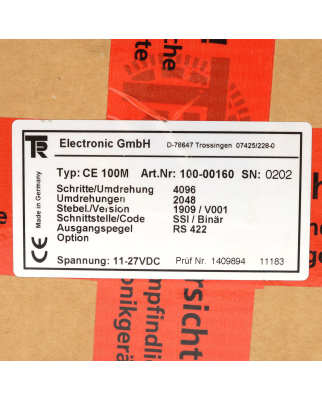 TR Electronic Drehgeber CE100M 100-00160 OVP