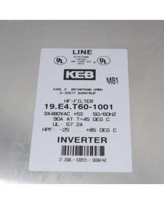 KEB HF-Filter 19.E4.T60-1001 OVP