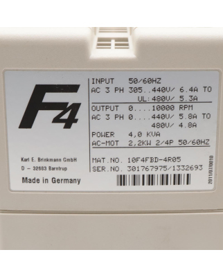 KEB Frequenzumrichter Combivert 10F4FBD-4R05 2,2kW OVP