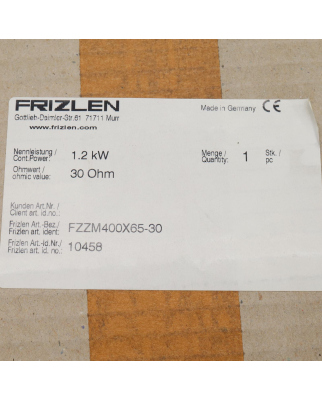 FRIZLEN Bremswiderstand FZZM400X65-30 OVP