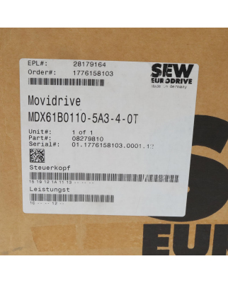 SEW EURODRIVE MOVIDRIVE MDX61B0110-5A3-4-0T 08279810 OVP