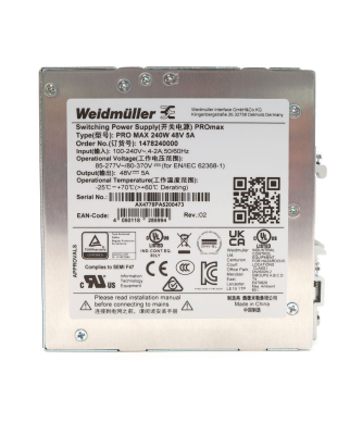 Weidmüller Stromversorgung PRO MAX 240W 48V 5A 1478240000 OVP