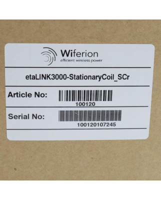 Wiferion stationäre Ladeplatte etaLINK3000-StationaryCoil_SCr 100120 OVP