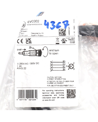 ifm Anschlusskabel EVC002 ADOGH040MSS0005H04 OVP