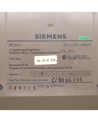 Siemens Bedieneinheit BE 615 6FL3001-4AA11 GEB