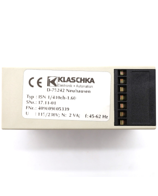 KLASCHKA Impulszahl-/Drehzahlmessrelais ISN 1/410ch-1.60 OVP