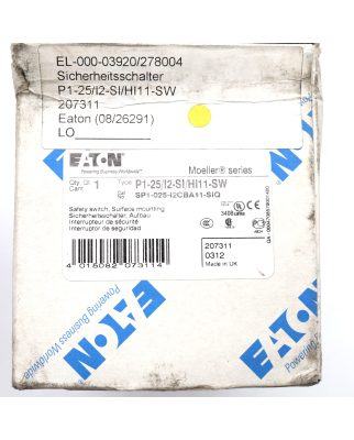 Eaton Sicherheitsschalter P1-25/I2-SI/HI11-SW 207311 OVP