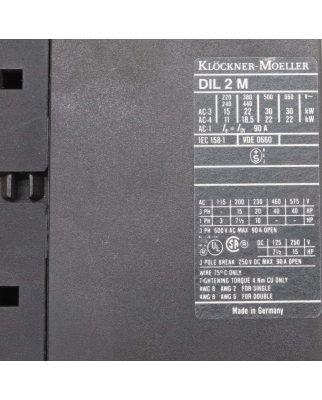 Klöckner Moeller Leistungsschütz DIL2M 220V/50Hz 240/60Hz GEB