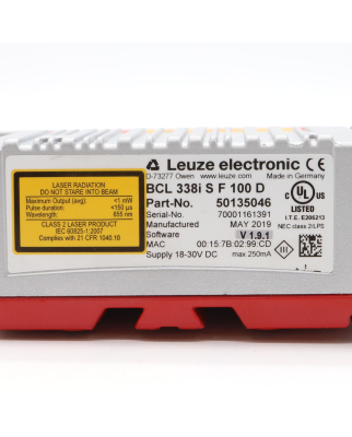 Leuze Barcodeleser BCL 338i S F 100 D 50135046 OVP