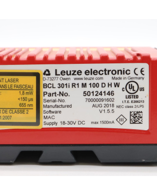 Leuze Barcodeleser BCL 301i R1 M 100 D H W 50124146 GEB