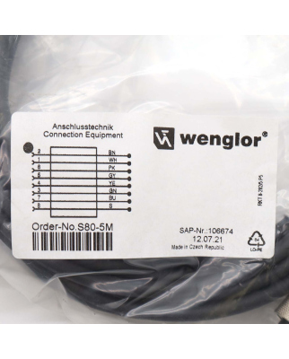 wenglor Anschlussleitung S80-5M OVP