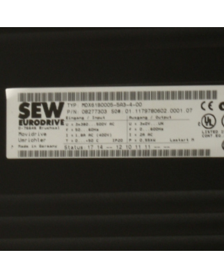 SEW Frequenzumrichter Movidrive MDX61B0005-5A3-4-00 GEB