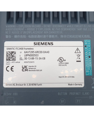Simatic Panel ITC 2400 frameless 6AV7295-6RC00-0AA0 GEB