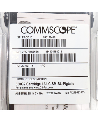 CommScope Glasfaser-Kassette 12-LC-SM-BL-PIGTAILS 760109496 OVP