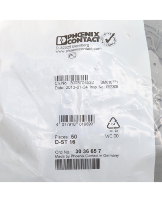 Phoenix Contact Abschlussdeckel D-ST 16 3036657 (50Stk.) OVP