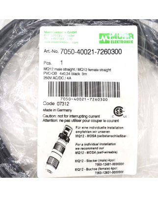 MURR ELEKTRONIK Verbindungskabel MQ12 St. MQ12 Bu....