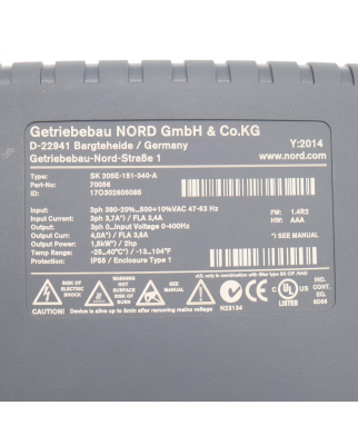 NORDAC Frequenzumrichter SK 205E-151-340-A 70056 NOV